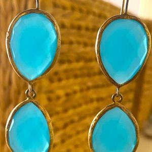 Chalcedony and vermeil double drop earrings.